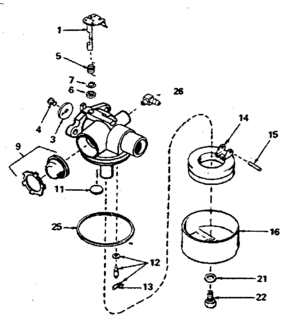 Carburetor No. 632387 Diagram and Parts List for 143364082  Craftsman Engine