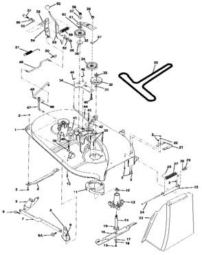 38" Mower Diagram and Parts List for 917257290  Craftsman Lawn Tractor