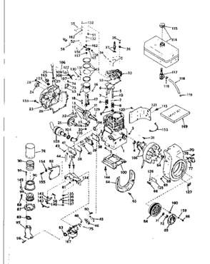 Basic Engine Diagram and Parts List for 143566242  Craftsman Engine