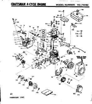 Replacement Parts Diagram and Parts List for 143716102  Craftsman Engine