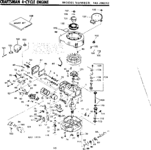 Replacement Parts Diagram and Parts List for 143295012  Craftsman Engine