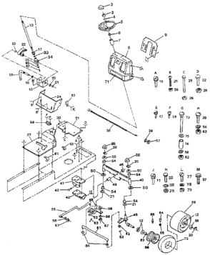 Steering Assembly Diagram and Parts List for 917259730  Craftsman Lawn Tractor
