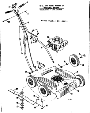 Replacement Parts Diagram and Parts List for 13191091  Craftsman Lawn Mower