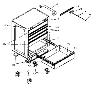Chest Diagram and Parts List for 706618741  Craftsman Tool Stand & Cart