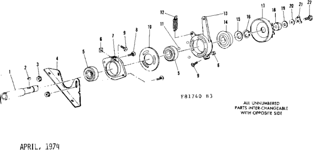 Clutch Diagram and Parts List for 53681740  Craftsman Lawn Mower