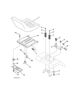 Seat Diagram and Parts List for 917254703  Craftsman Lawn Tractor