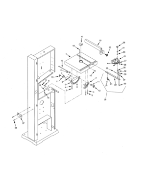 Table Diagram and Parts List for 351224401  Craftsman Band Saw