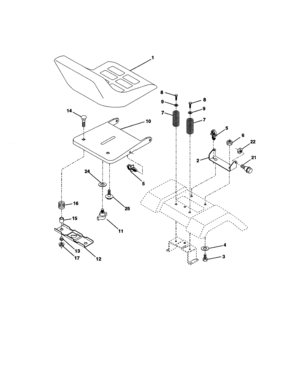Seat Assembly Diagram and Parts List for 917277041  Craftsman Lawn Tractor