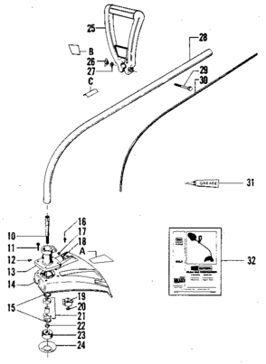 Drive Shaft Housing Diagram and Parts List for 234795512  Craftsman Trimmer