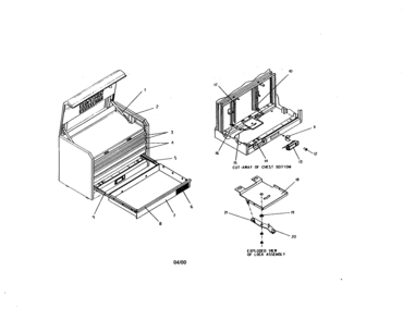 36" 5 Drawer Chest Diagram and Parts List for 706655635  Craftsman Tool Stand & Cart