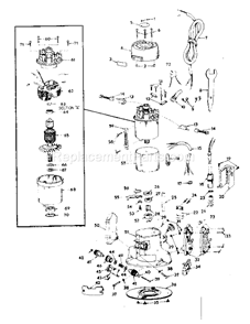 Unit Parts Diagram and Parts List for 74821  Craftsman Router