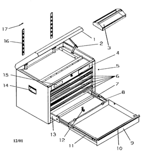 Tool Chest Diagram and Parts List for 706597180  Craftsman Tool Stand & Cart