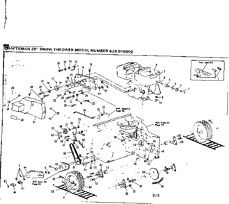 Wheel Assembly Diagram and Parts List for 536918002  Craftsman Snow Blower
