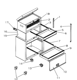Cabinet Parts Diagram and Parts List for 706597890  Craftsman Tool Stand & Cart