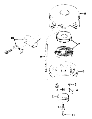 Rewind Starter Diagram and Parts List for 143621022  Craftsman Engine