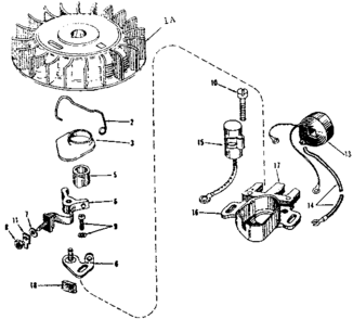 Magneto Diagram and Parts List for 143123021  Craftsman Engine