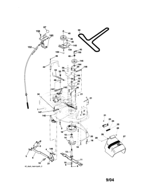Mower Deck Diagram and Parts List for 917275400  Craftsman Lawn Tractor