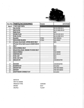 Top Customer Parts Diagram and Parts List for 247270480  Craftsman Lawn Tractor