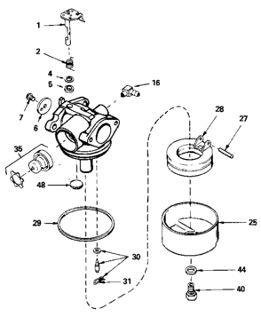 Carburetor No. 632577 Diagram and Parts List for 143414432  Craftsman Engine