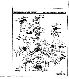 Replacement Parts Diagram and Parts List for 143326322  Craftsman Engine