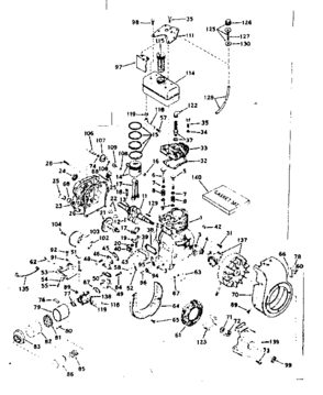 Basic Engine Diagram and Parts List for 143581052  Craftsman Engine