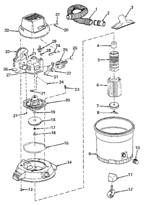 Unit Diagram and Parts List for 113178790  Craftsman Utility Vacuum