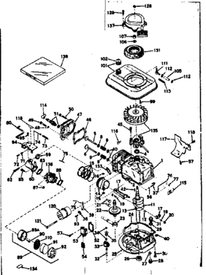 Basic Engine Diagram and Parts List for 143141092  Craftsman Engine