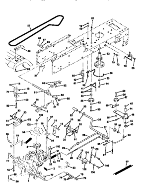 Drive Diagram and Parts List for 917256590  Craftsman Lawn Tractor