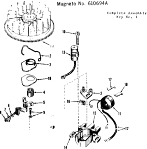 Magneto Diagram and Parts List for 143706182  Craftsman Engine