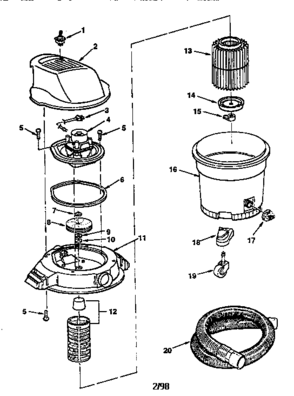 Unit Diagram and Parts List for 113177825  Craftsman Utility Vacuum