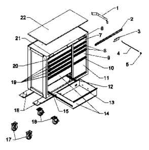 Cabinet Parts Diagram and Parts List for 706619630  Craftsman Tool Stand & Cart