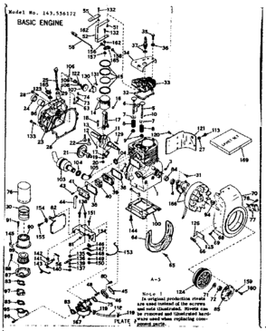 Basic Engine Diagram and Parts List for 143556172  Craftsman Engine