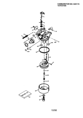 Carburetor 640174 Diagram and Parts List for 143994002  Craftsman Engine