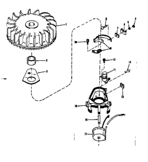 Magneto (wico Fw-2640) Diagram and Parts List for 143104050  Craftsman Engine