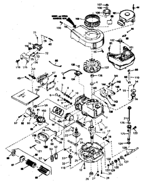 Basic Engine Diagram and Parts List for 143364232  Craftsman Engine