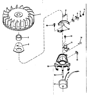 Magneto (wico Fw-2640) Diagram and Parts List for 143102081  Craftsman Engine