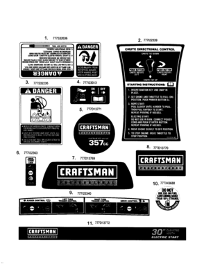 Decals Diagram and Parts List for 247888300  Craftsman Snow Blower