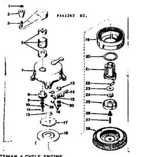 No-pull Starter Diagram and Parts List for 143541262  Craftsman Engine