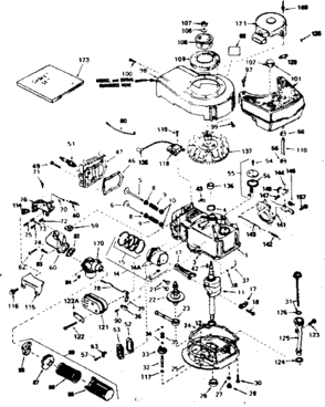 Engine Diagram and Parts List for 143354422  Craftsman Engine