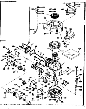 Basic Engine Diagram and Parts List for 143184282  Craftsman Engine