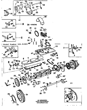 Reel Assembly Diagram and Parts List for 53681983  Craftsman Lawn Mower