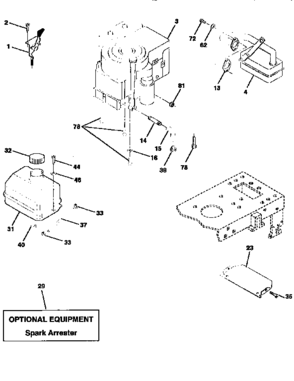 Engine Diagram and Parts List for 917256810  Craftsman Lawn Tractor