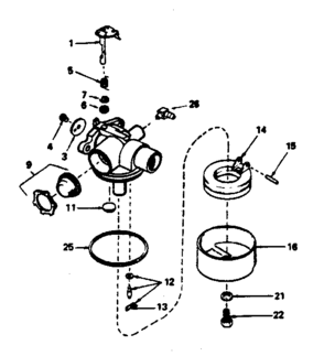 Carburetor Diagram and Parts List for 143754152  Craftsman Engine