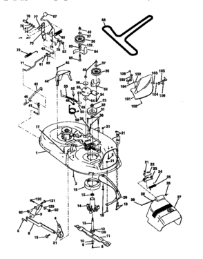 Mower Deck Diagram and Parts List for 917270632  Craftsman Lawn Tractor