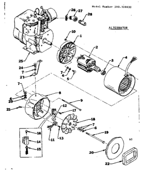 Stator Assembly Diagram and Parts List for 580320030  Craftsman Engine