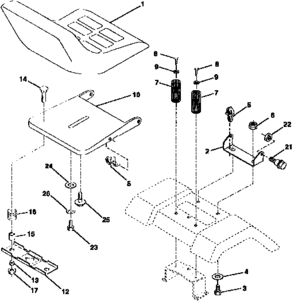 Seat Assembly Diagram and Parts List for 917258471  Craftsman Lawn Tractor