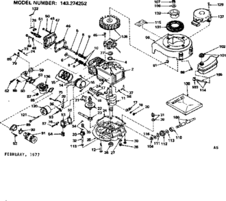Replacement Parts Diagram and Parts List for 143274252  Craftsman Engine