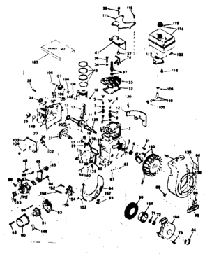 Basic Engine Diagram and Parts List for 143647022  Craftsman Engine