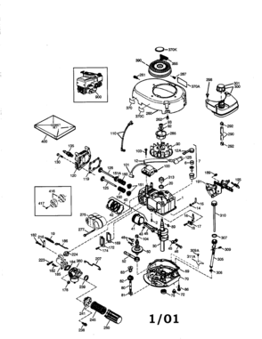 4-cycle Engine Diagram and Parts List for 143014504  Craftsman Engine