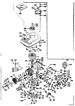 Basic Engine Diagram and Parts List for 143145022  Craftsman Engine